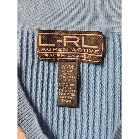 L-RL Lauren Active Ralph Lauren Knit Women’s Sweater Size Medium V-neck Golf - Picture 7 of 8